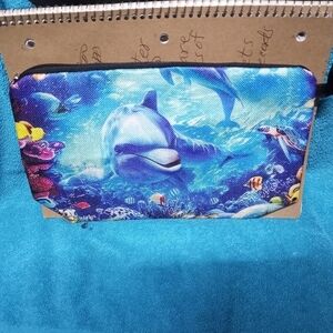 Colorful Dolphin Print Cosmetic Pouch Makeup Bag